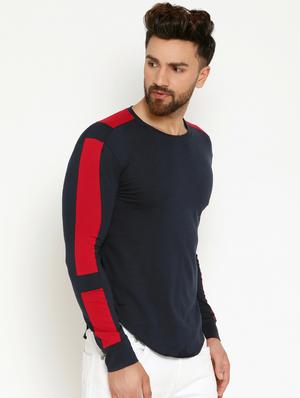 navy blue color block t-shirt - 16567844 - Standard Image - 2