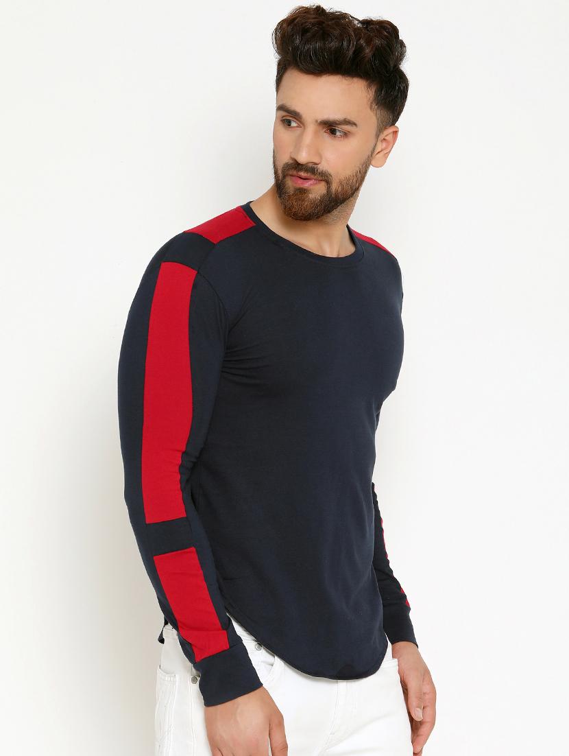navy blue color block t-shirt - 16567844 - Zoom Image - 2