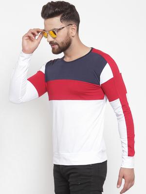 white cut & sew color block t-shirt - 16567850 - Standard Image - 2