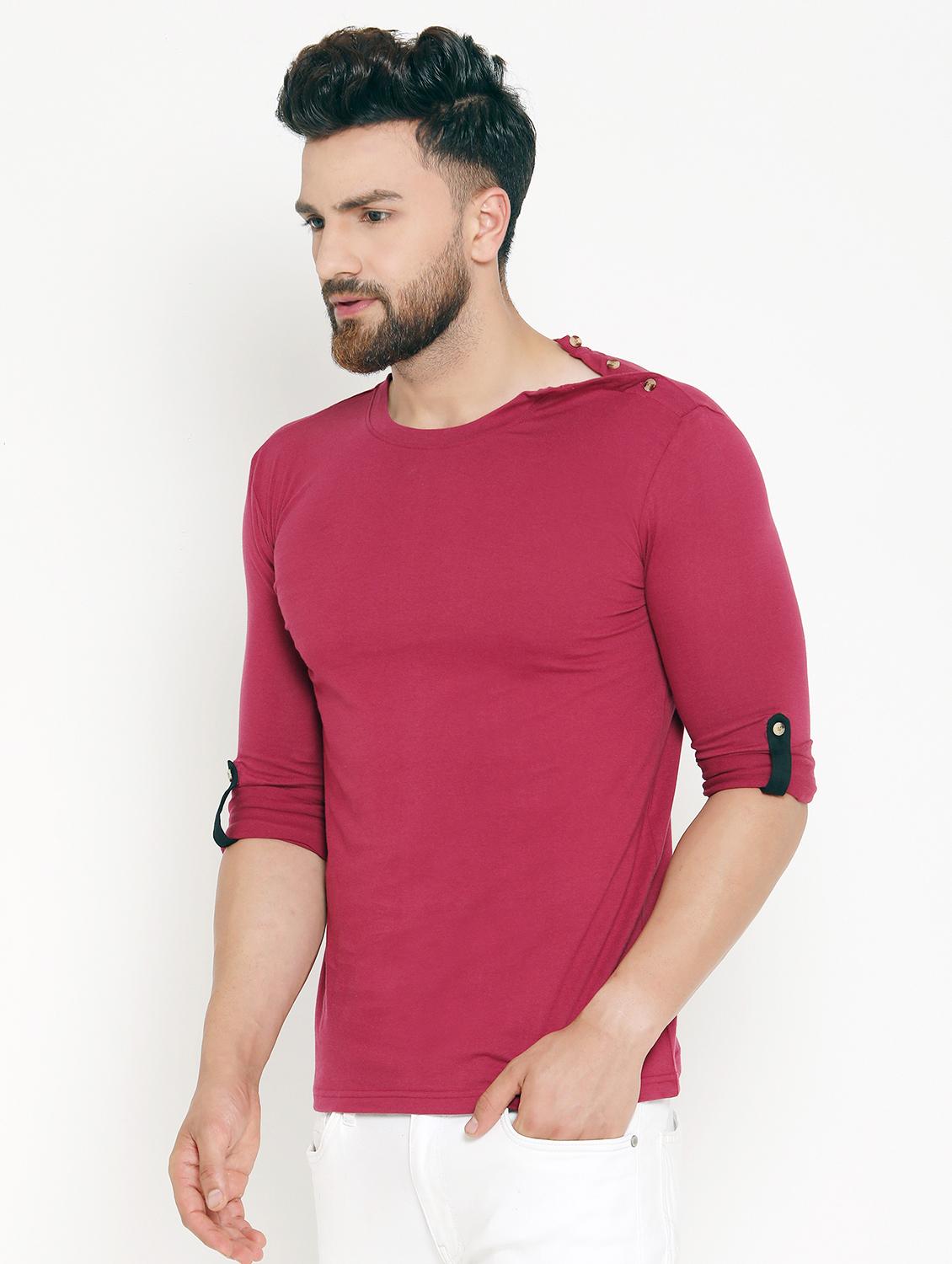 maroon solid t-shirt - 16567859 - Zoom Image - 2