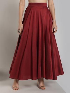 solid silk blend flared skirt - 16568755 - Standard Image - 2