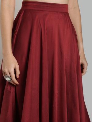 solid silk blend flared skirt - 16568755 - Standard Image - 5
