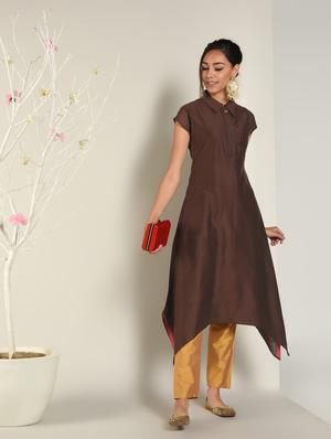 solid asymmetric kurta - 16568767 - Standard Image - 2