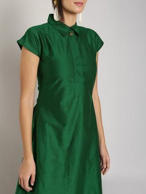 solid high-low silk asymmetric kurta - 16568768 - Standard Image - 5