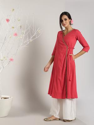 solid angrakha kurta - 16568771 - Standard Image - 2