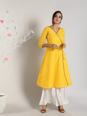 solid angrakha kurta - 16568772 - Standard Image - 2