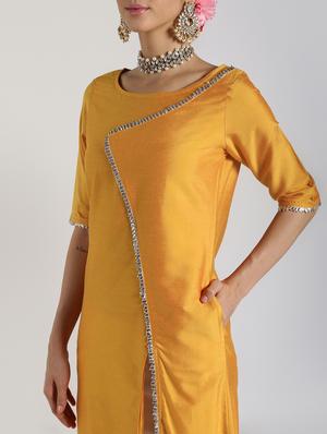 lace detailed high-slit overlap kurta - 16568798 - Standard Image - 5