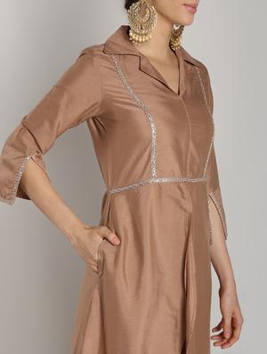 solid silk high slit kurta - 16568799 - Standard Image - 5