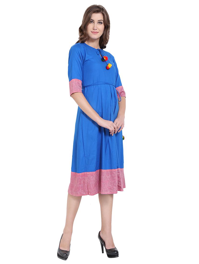 tassel tie up contrast a-line dress - 16568864 - Zoom Image - 2