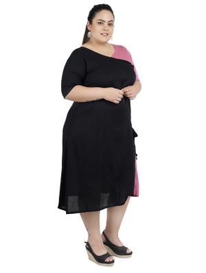 side tie up color block a-line plus dress - 16568872 - Standard Image - 2