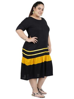 contrast tape gathered a-line plus dress - 16568878 - Standard Image - 2