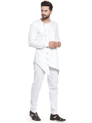 white solid asymmetric kurta pyjama set - 16568997 - Standard Image - 2