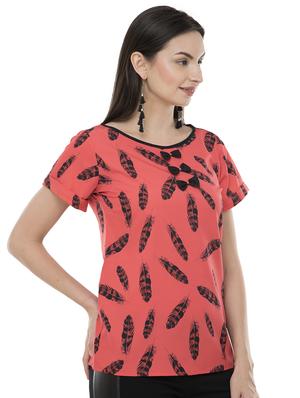 contrast bow detail floral top - 16569261 - Standard Image - 2