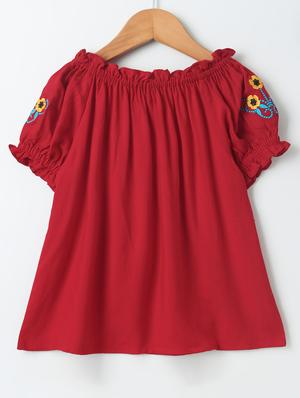 tie knot front floral embroidered top - 16569563 - Standard Image - 2