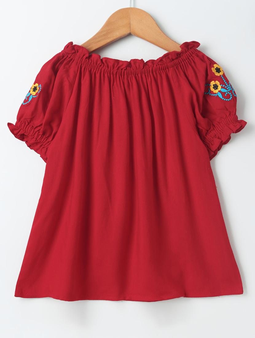 tie knot front floral embroidered top - 16569563 - Zoom Image - 2