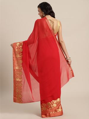 gold bordered saree with blouse - 16569817 - Standard Image - 2