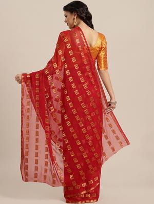 geometric woven saree with blouse - 16569830 - Standard Image - 2
