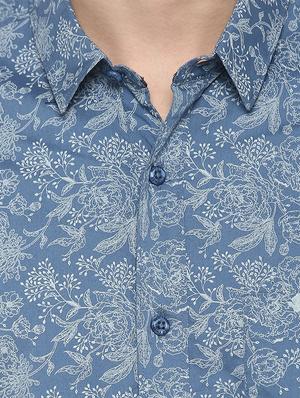 blue floral print casual shirt - 16570183 - Standard Image - 5