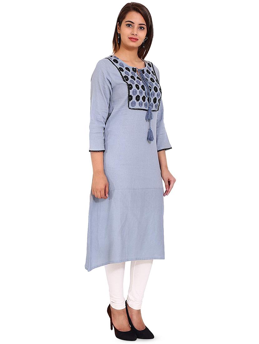 embroidered straight kurta - 16570301 - Zoom Image - 2