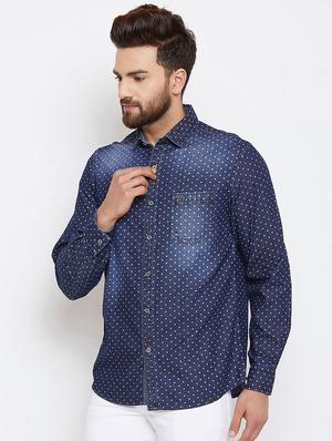 blue printed casual shirt - 16570649 - Standard Image - 2