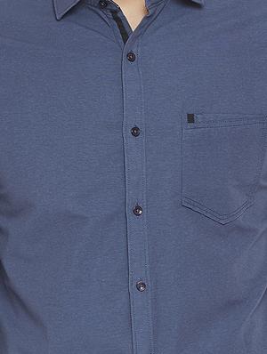 navy blue solid casual shirt - 16570658 - Standard Image - 5