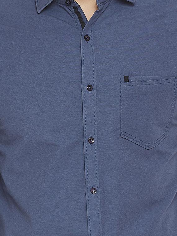 navy blue solid casual shirt - 16570658 - Zoom Image - 5
