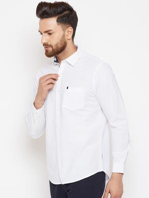 white solid casual shirt - 16570659 - Standard Image - 2