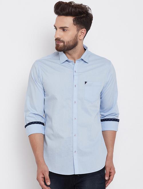 light blue solid casual shirt - 16570661 - Standard Image - 1