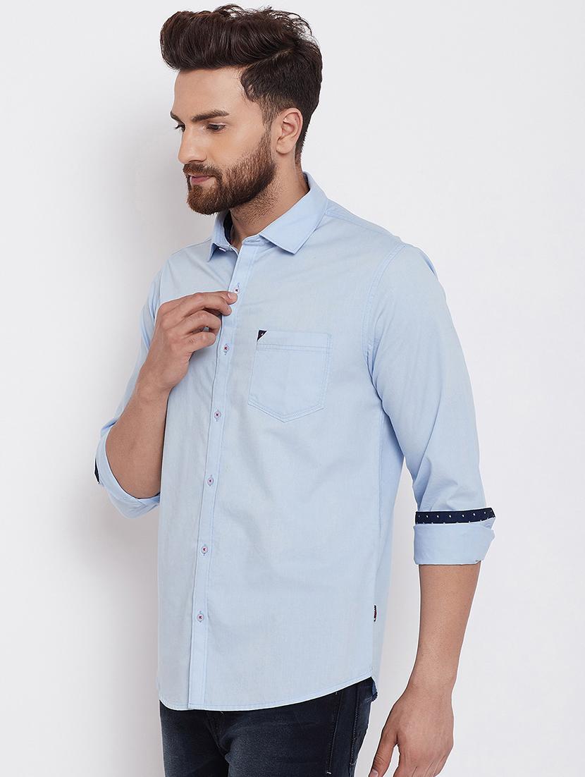 light blue solid casual shirt - 16570661 - Zoom Image - 2