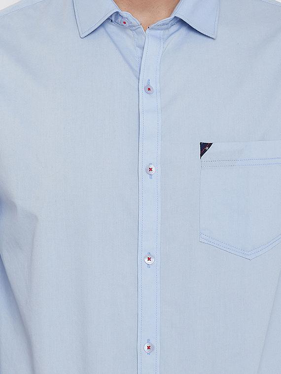 light blue solid casual shirt - 16570661 - Zoom Image - 5