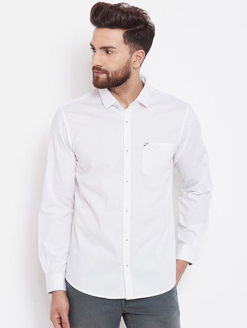 white solid casual shirt - 16570662 - Standard Image - 1