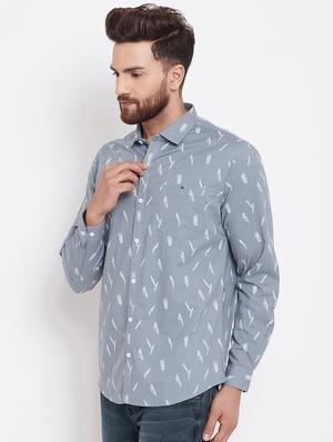 grey printed casual shirt - 16570664 - Standard Image - 2