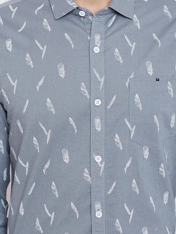 grey printed casual shirt - 16570664 - Zoom Image - 5