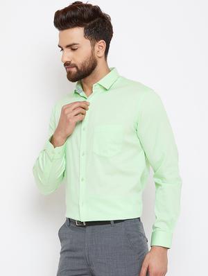 green solid formal shirt - 16570678 - Standard Image - 2