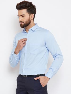 blue solid formal shirt - 16570680 - Standard Image - 2