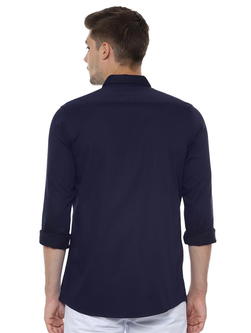navy blue solid casual shirt - 16570840 - Zoom Image - 2