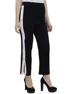 contrast side tape flat front trousers - 16570907 - Standard Image - 2