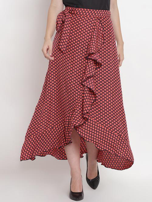 tie up printed wrap skirt - 16571112 - Standard Image - 1