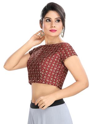 red cotton blend embroidered blouse - 16571862 - Standard Image - 2