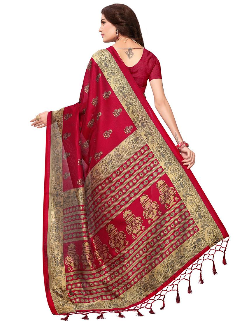 printed mysore silk saree with blouse - 16571901 - Zoom Image - 2
