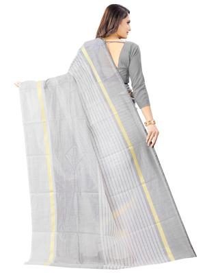 solid woven saree with blouse - 16571935 - Standard Image - 2