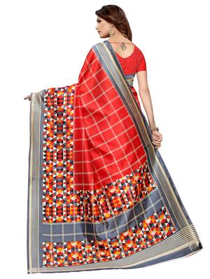 checkered mysore silk saree with blouse - 16572026 - Standard Image - 2