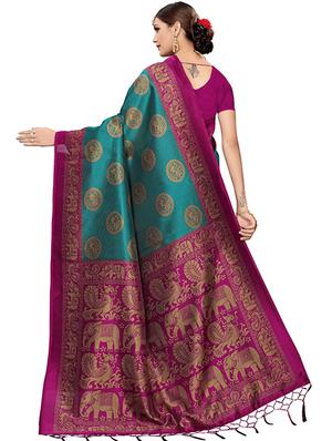 turquoise art silk mysore saree with blouse - 16572084 - Standard Image - 2