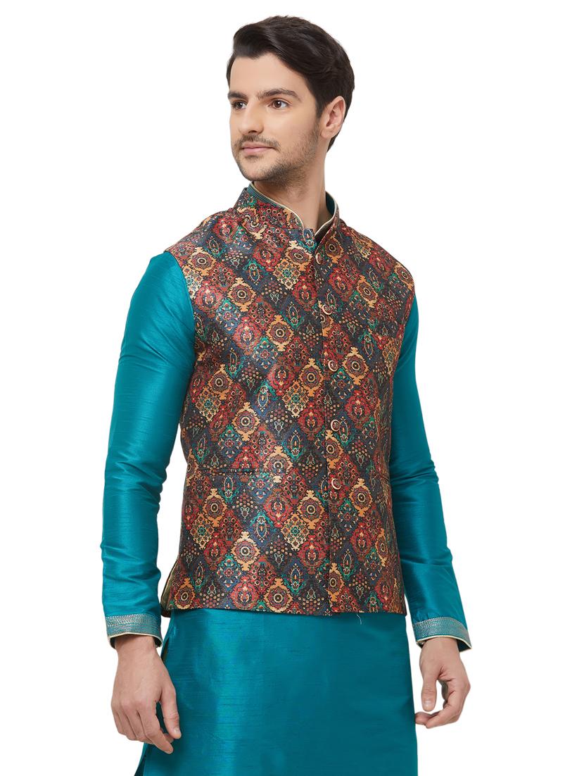 multi color printed nehru jacket - 16572162 - Zoom Image - 2