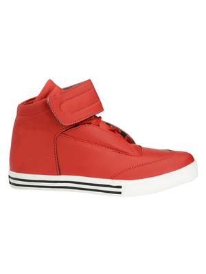 red leatherette lace up sneakers - 16572412 - Standard Image - 2