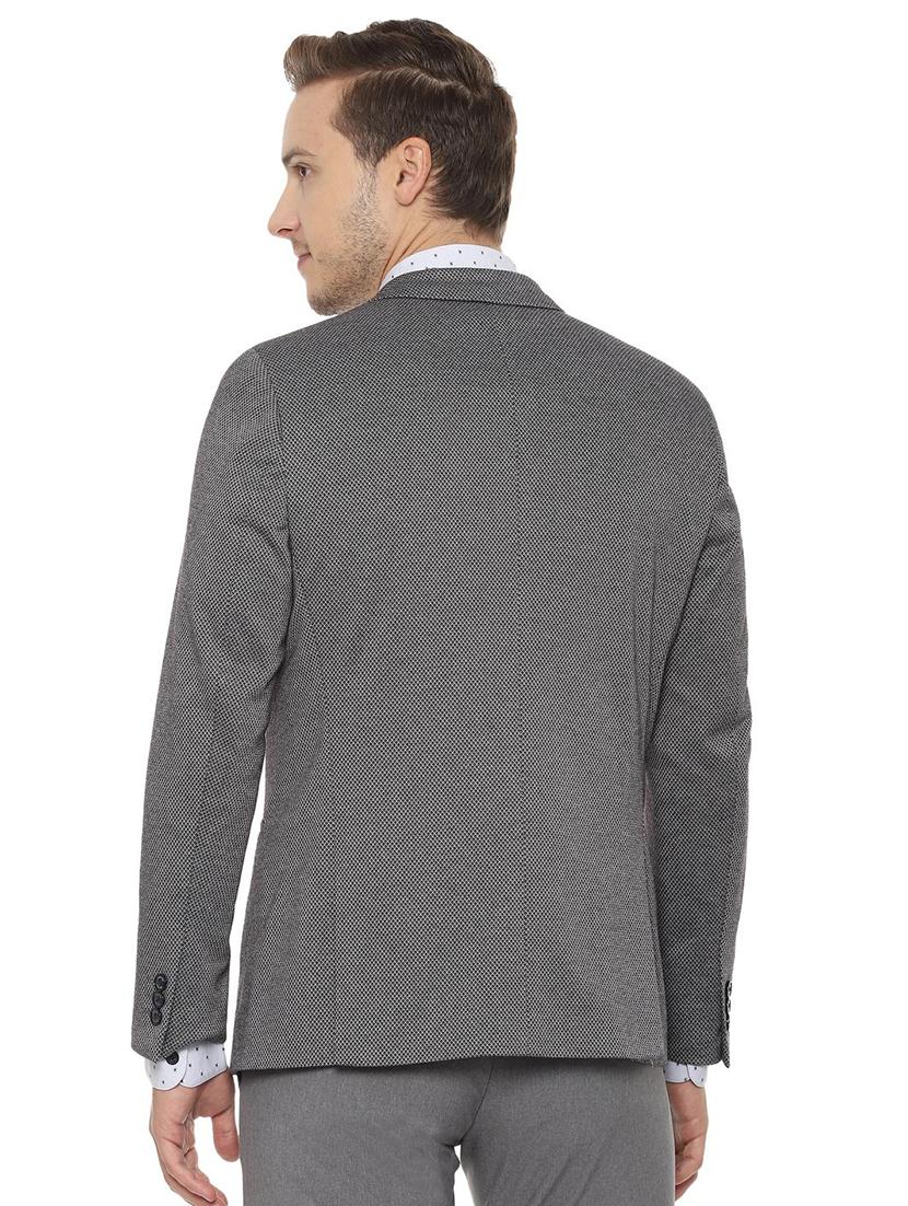grey self design single breasted casual blazer - 16572642 - Zoom Image - 2