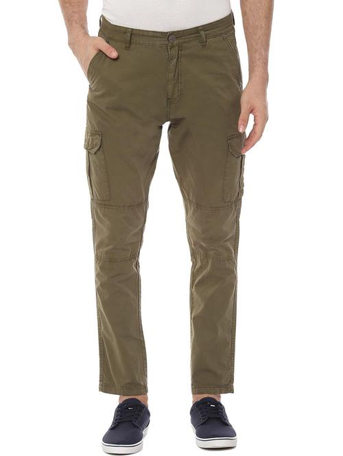 green solid cargo traousers - 16572881 - Standard Image - 1
