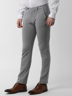 grey textured flat front formal trouser - 16572932 - Standard Image - 2