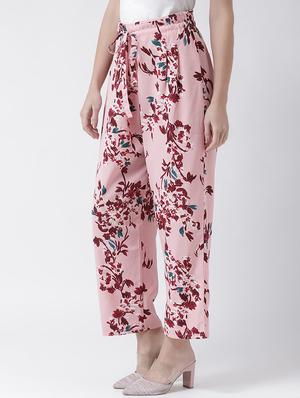 tie up waist floral trouser - 16573217 - Standard Image - 2