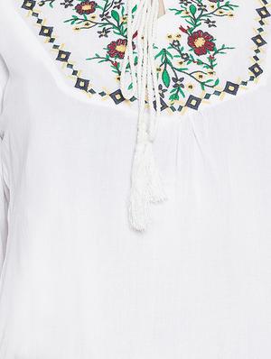 tie up neck embroidered detail top - 16573376 - Standard Image - 5